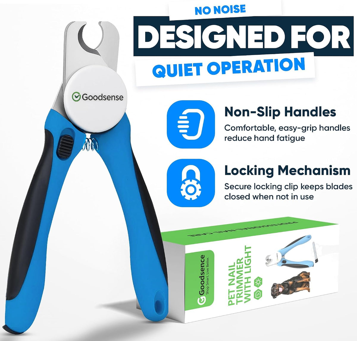 Dog Nail Clippers with LED Light – Safety Guard, Sharp Blades, Nail File Included – for Dogs, Cats & Small Pets