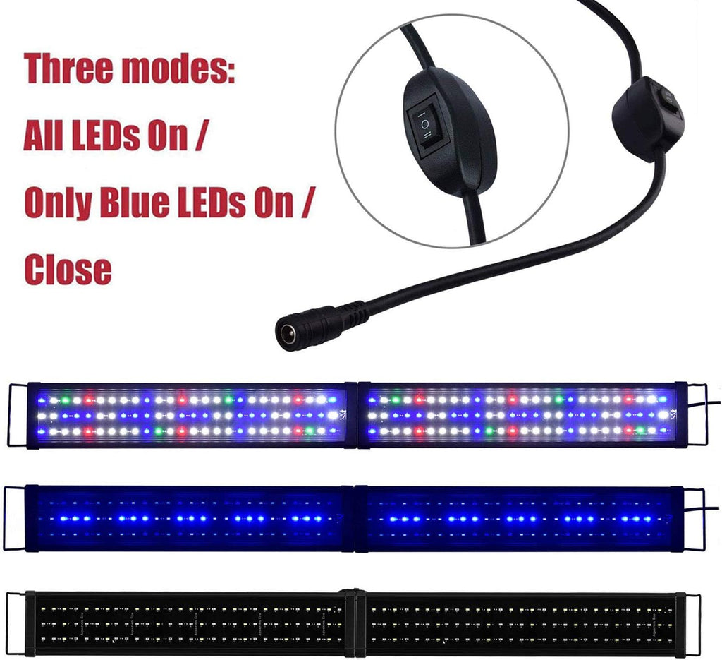Upgraded Aquarium Light LED Full Spectrum 48-60 inch Foldable Hood Lamp for Freshwater Marine Plant Multi-Color Decorations Light (24"+24")