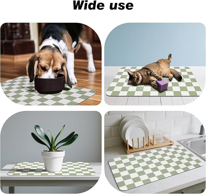 Checkered Dog Food Mat, Absorbent Leak-Proof Pet Feeding Mat, Quick Dry Cat - Image 7