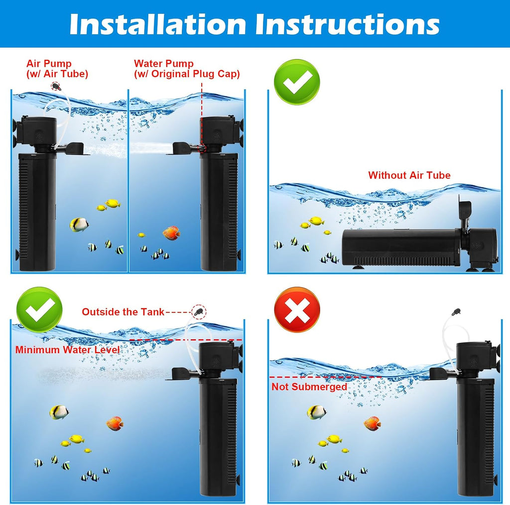 TARARIUM U-V Aquarium Filter for Fish Turtle Tank,Large fit 40-155Gal