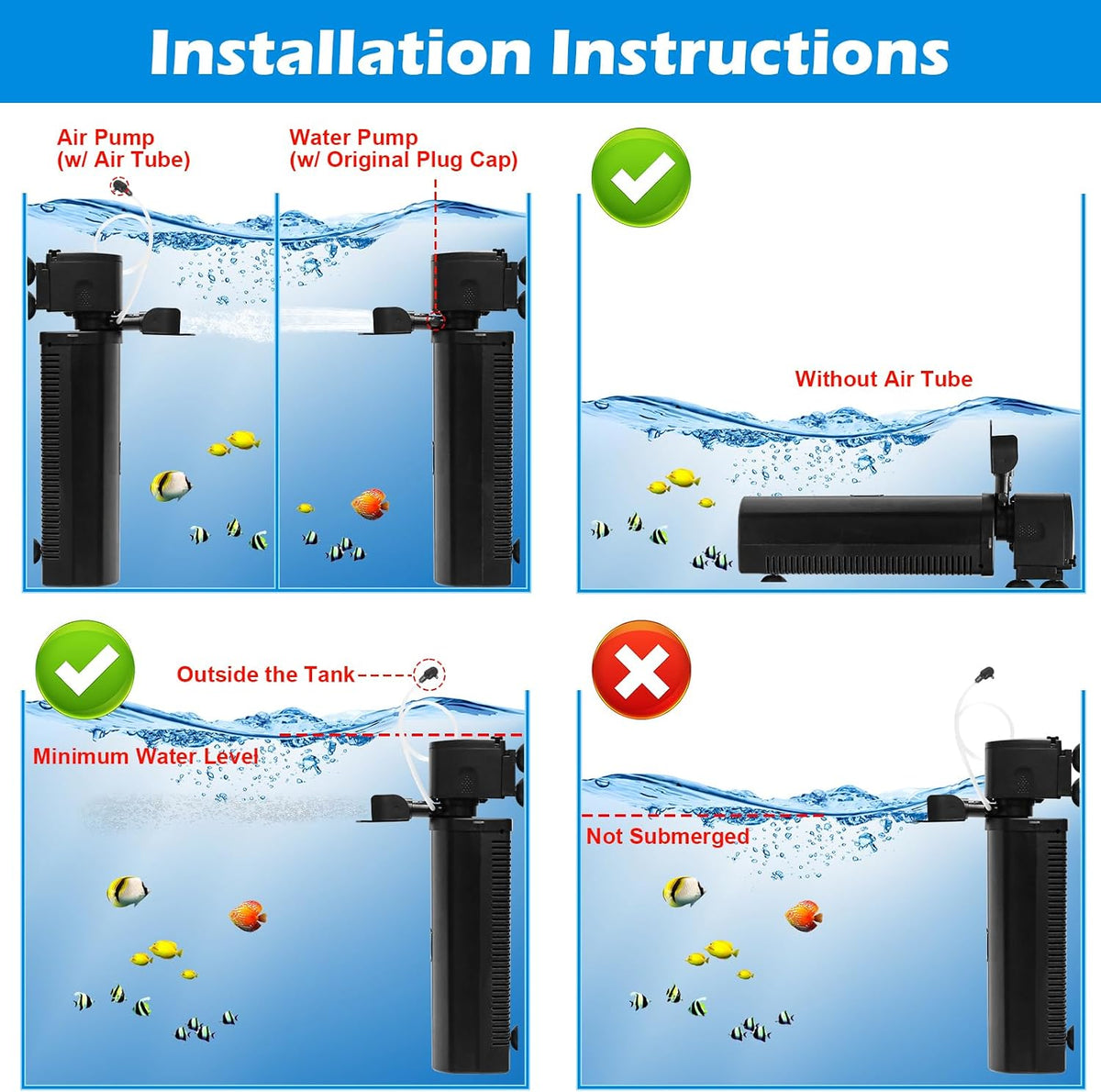 TARARIUM U-V Aquarium Filter for Fish Turtle Tank,Large fit 40-155Gal