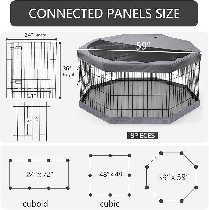 PETIME Foldable Metal Dog Exercise Pen/Pet Puppy Playpen Kennels Yard Fence - Image 3