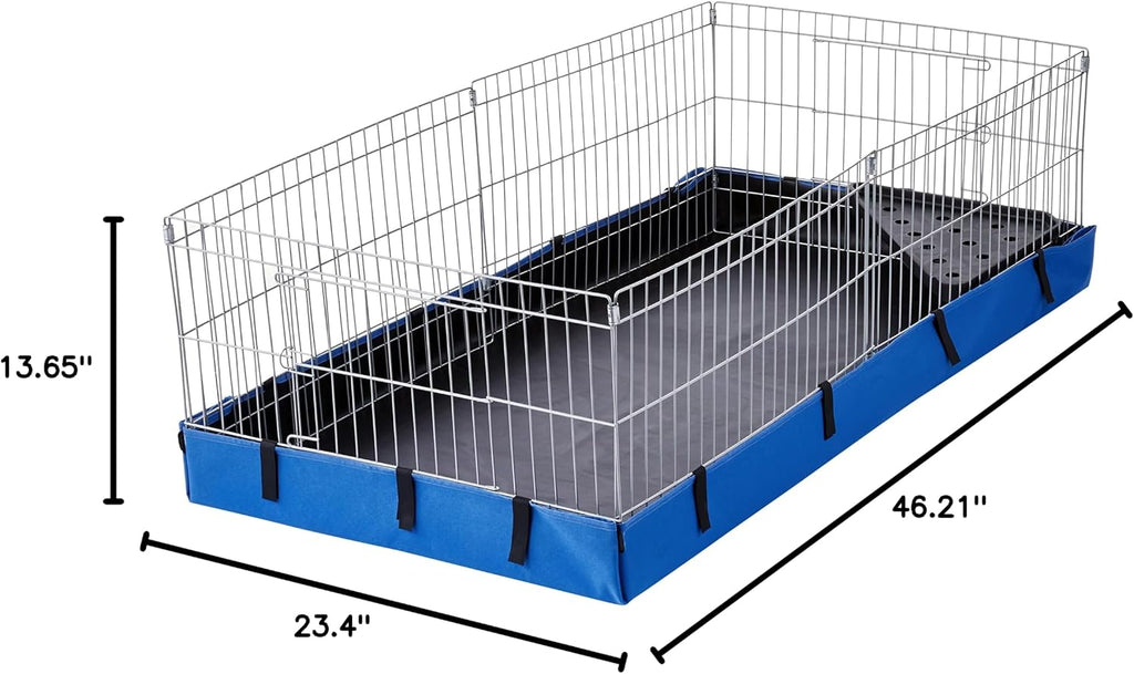 Amazon Basics - Comfortable Indoor-Outdoor Small Pet Guinea Pig Habitat Cage with Canvas Bottom, Blue, 46.65" L x 13.78" W x 23.62" H