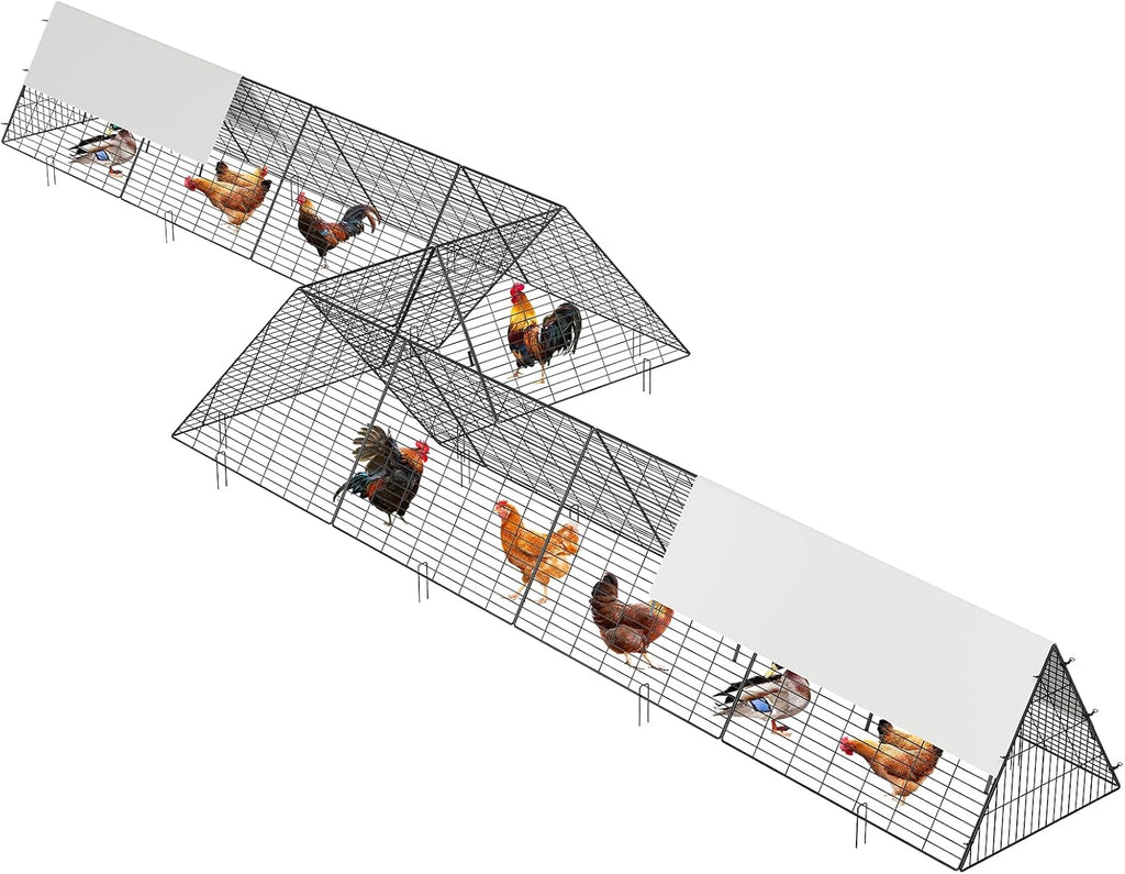Garvee Metal Chicken Tunnel with Cover & Corner Frames, Chicken Run for Yard, Easy to Setup, Outdoor Backyard Farm, Portable Chicken Coop for Hens, Ducks, Rabbits