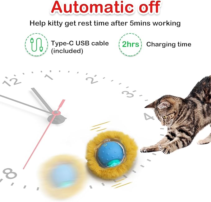 Interactive Cat Toys Ball Fast Rolling in Pocket, Motion Activate Chirping Cat - Image 6