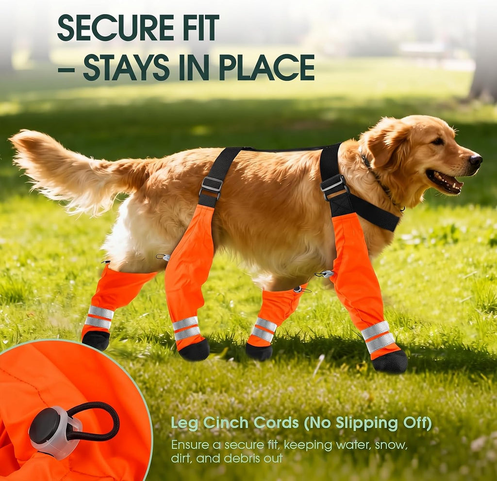 Upgraded Waterproof Dog Suspender Boots, Anti-Slip Dog Shoes That Stay On