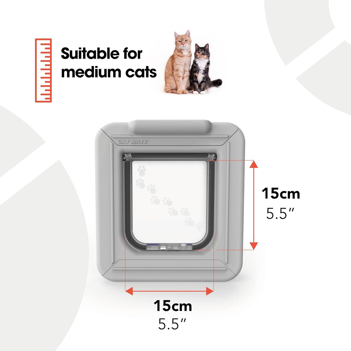 Cat Mate Elite Microchip Cat Flap with Digital Timer & LCD Display Bundle, Includes Pet Door (355) & Elite Wall Liner (308) - Small to Average Sized Cats, for UPVC, Glass and Wood Installation