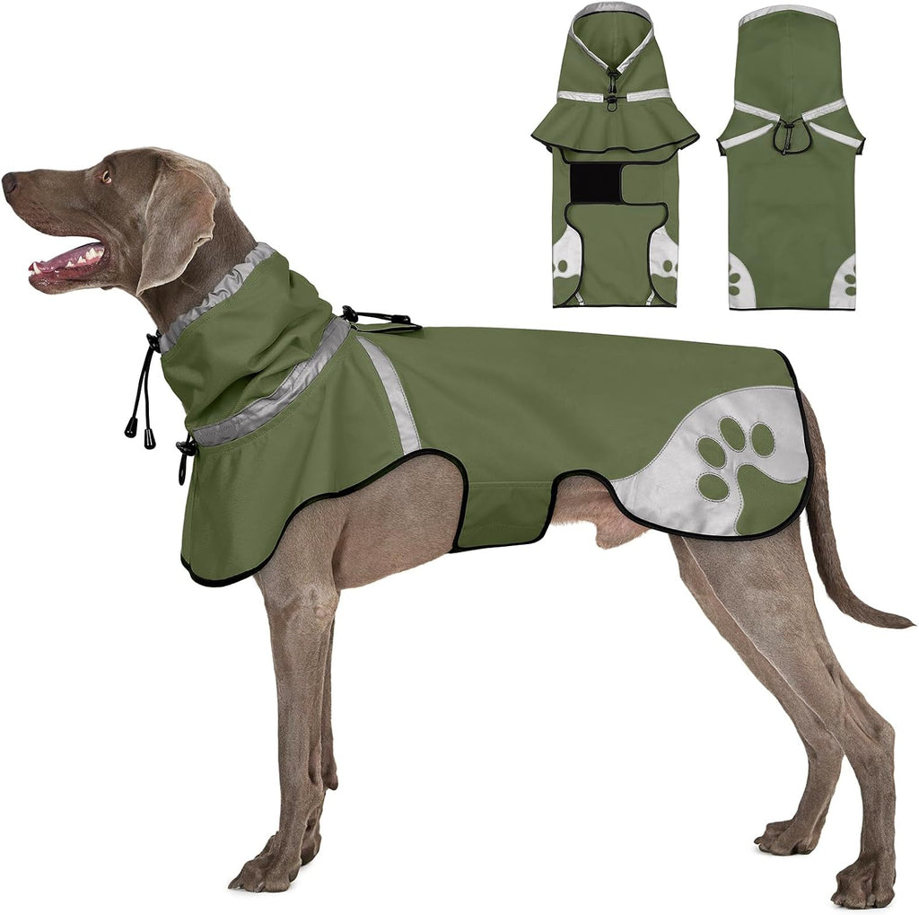 Dog Raincoat for Small Dogs, Adjustable Rain Jacket for Dogs, for Adventures, Walking, Hunting（S,Dark Green）