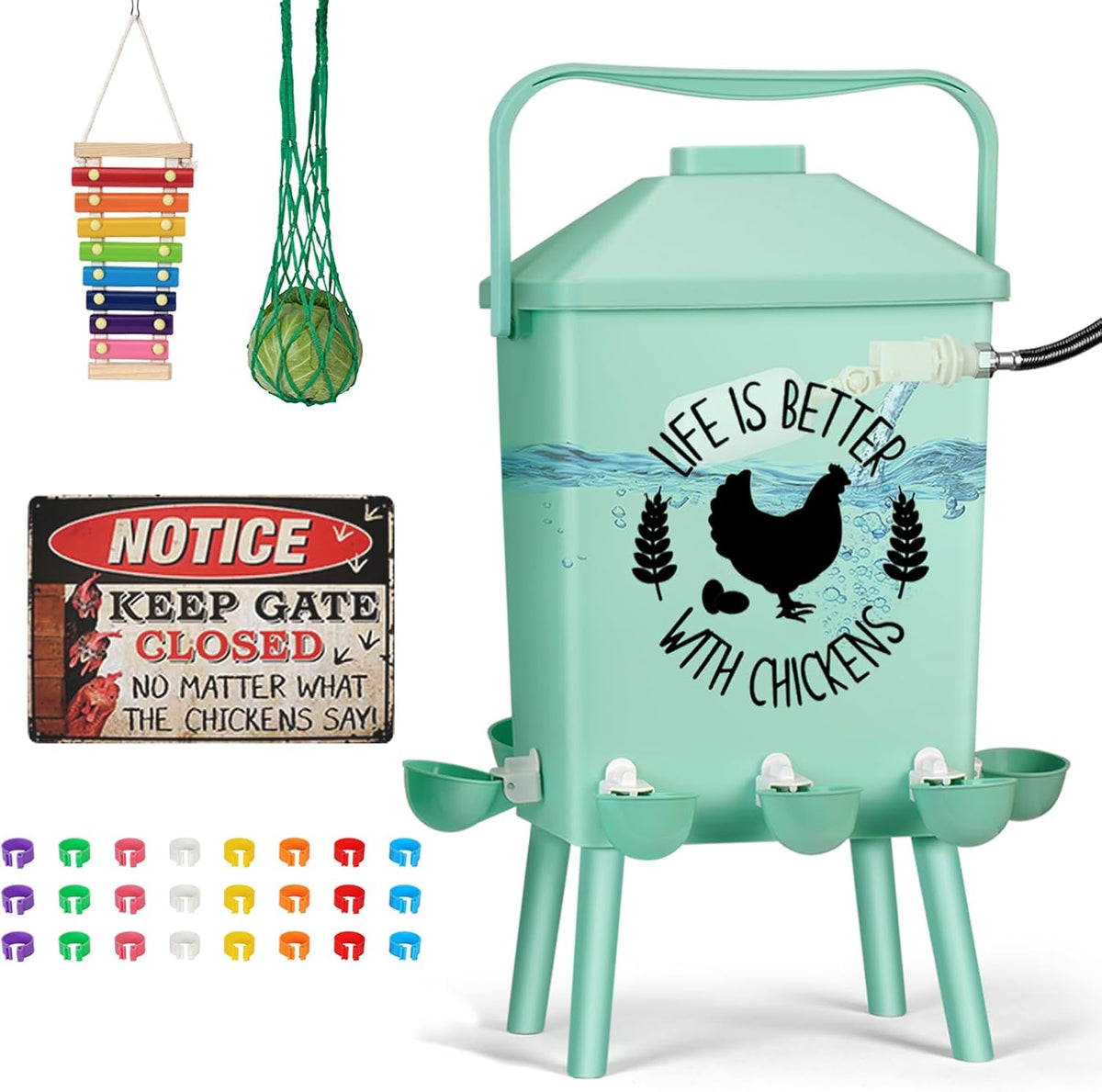 TGEYD 4.2Gal Hanging Chicken Waterer, Wall Mountable, Anti-Roost Domed Lid