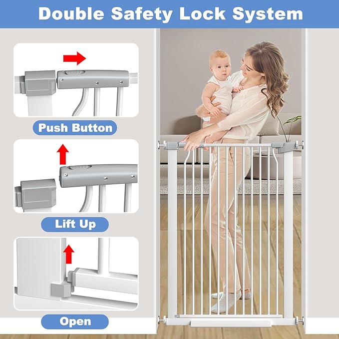 65.7"-72.2" Extra Wide Baby Gate, 40.5" Tall Dog Gate Indoor, Walk Through Pet - Image 4