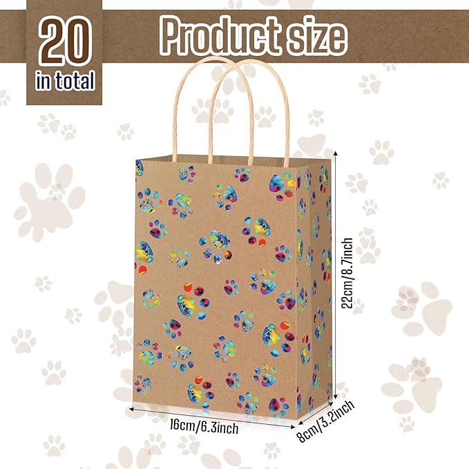 Blulu 20 Pcs Puppy Dog Paw Gift Bags - Image 3