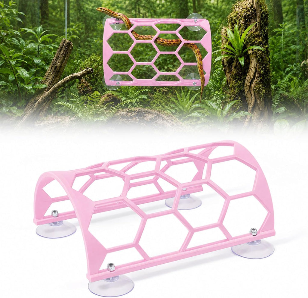 Reptile Climbing Shelf, Suction Cup Honeycomb Platform Snake Tank(Green)