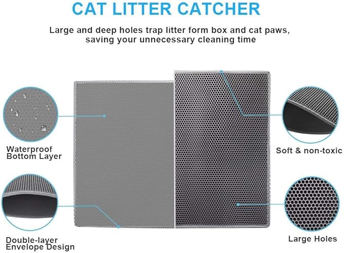 Pieviev Cat Litter Mat Double Layer Waterproof Urine Proof Trapping Mat 1 Pack) - Image 3