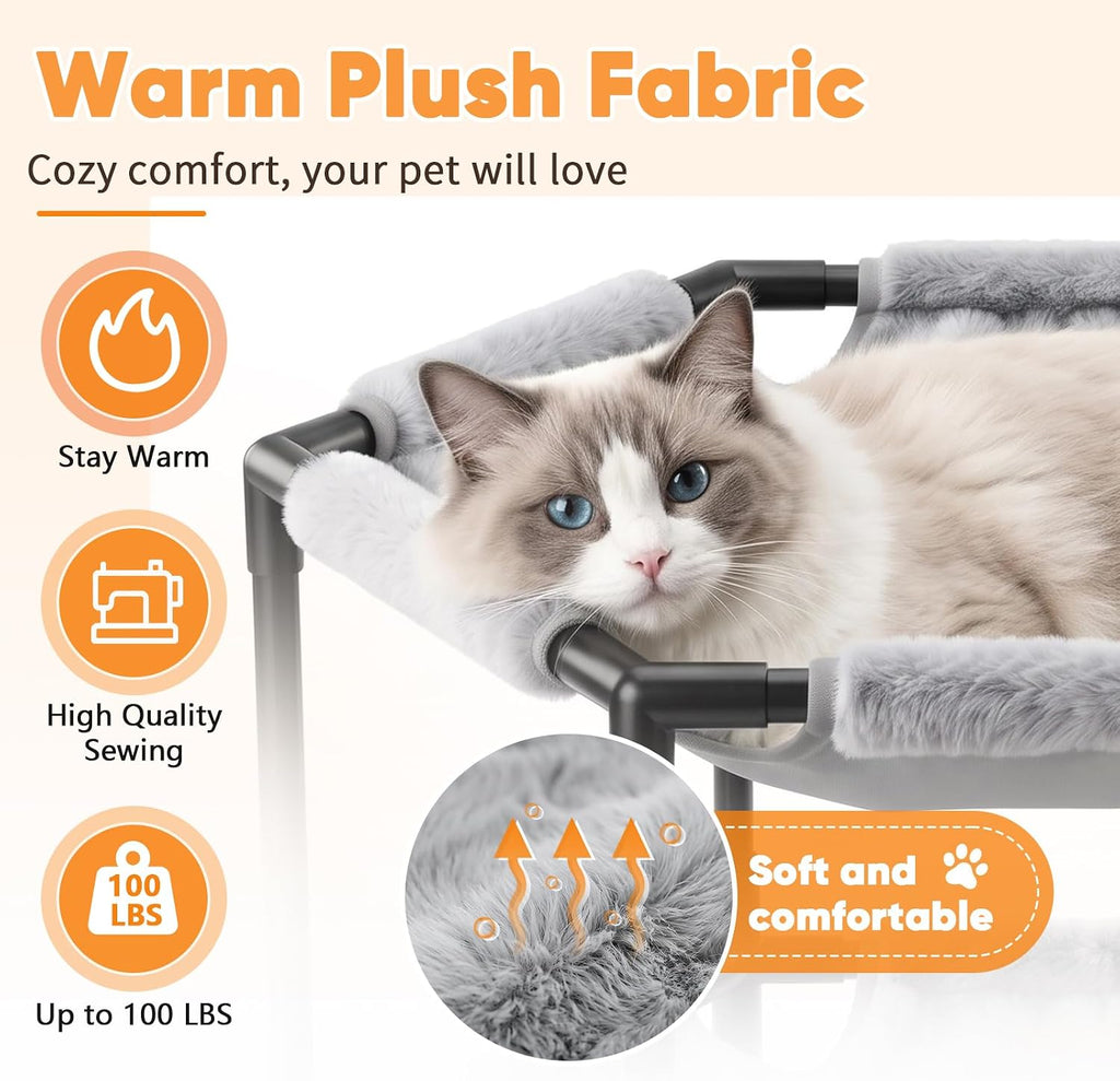 Elevated Cat Hammock Bed, Hexagon Raised Cat Bunk Bed Swing Cot Chair Seat