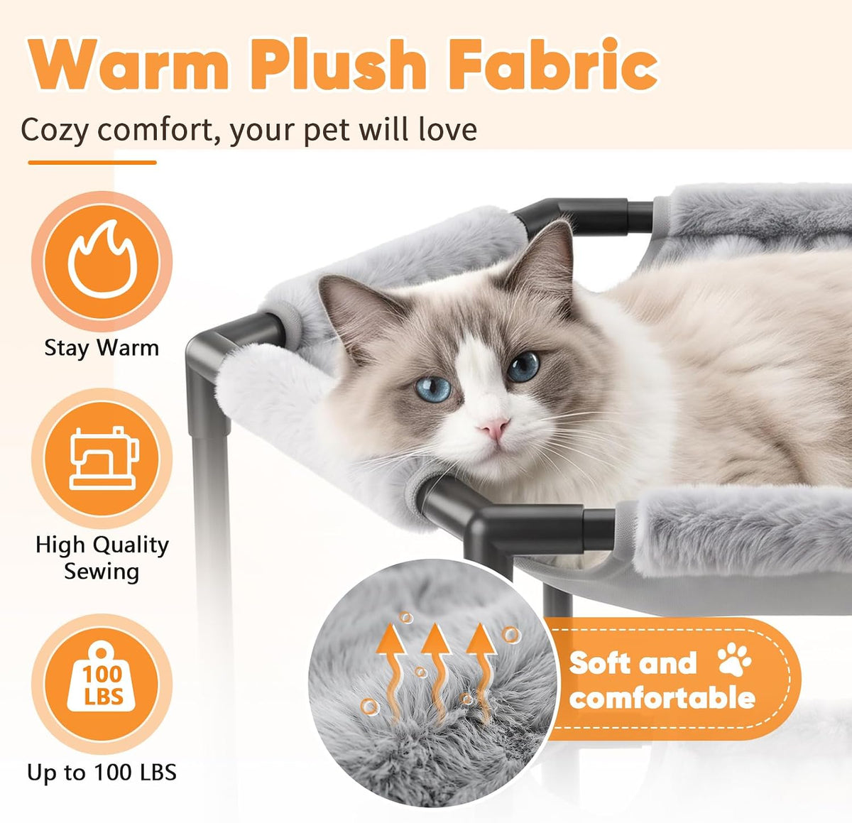 Elevated Cat Hammock Bed, Hexagon Raised Cat Bunk Bed Swing Cot Chair Seat