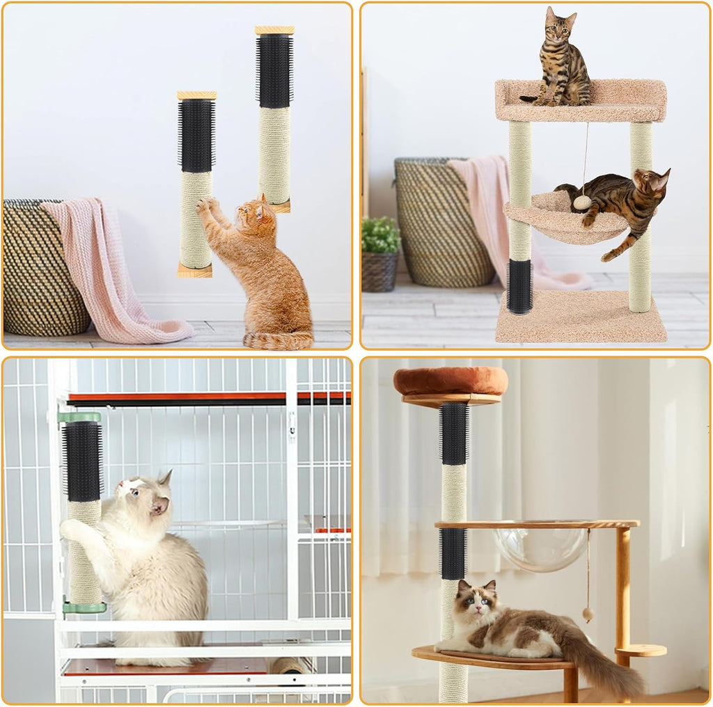 4pcs M8 Cat Scratching Post Replacements,15.7 in Sisal Cat Tree Replacement Poles with Self Groomer Massage Sisal Pole Parts for Indoor Cats Kitten Tree Furniture Protector
