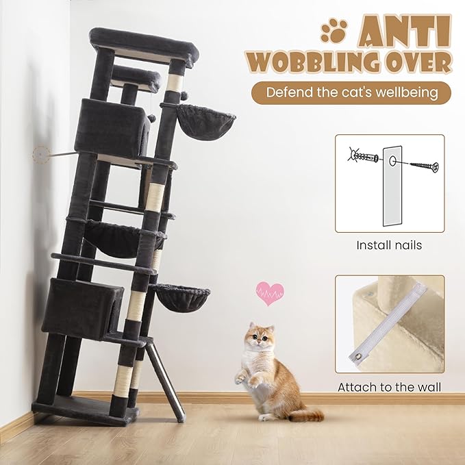 SHA CERLIN 81in Multi-Level Tall Cat Tree Tower - Image 8