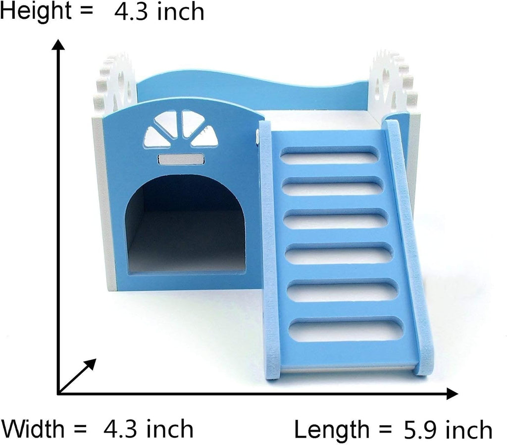 Litewoo Colorful Hamster House, Wooden Cute Hut with Ladder Platform for Hamster Gerbil Mouse Rat Reptile