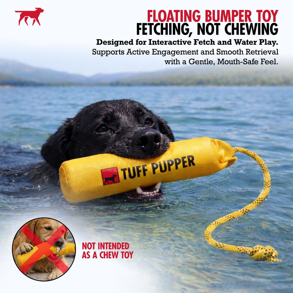 Tuff Pupper Floating Dog Bumper Toy | Fetch Only Not a Chew Toy | Soft Foam Retrieve Trainer | High-Visibility Water & Snow Play | Gentle on Teeth | Lightweight Durable Outdoor Training Dummy