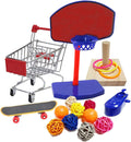 4Pcs Bird Training Intelligence Toys Set Included Training Basketball, Colorful Stacking Rings, Mini Skateboard and Shopping Cart Toy, Sepak Takraw for Parrots Budgies Cockatiel Parakeet #6