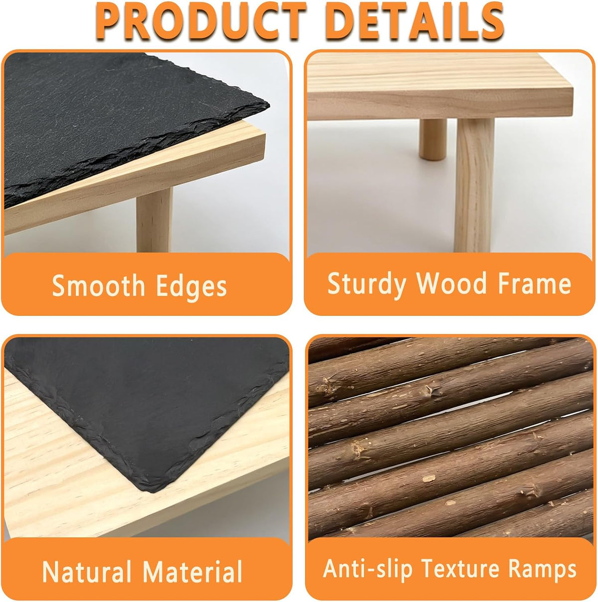Bearded Dragon Basking Platform with Climbing Ramp,Reptile Basking Rock,L