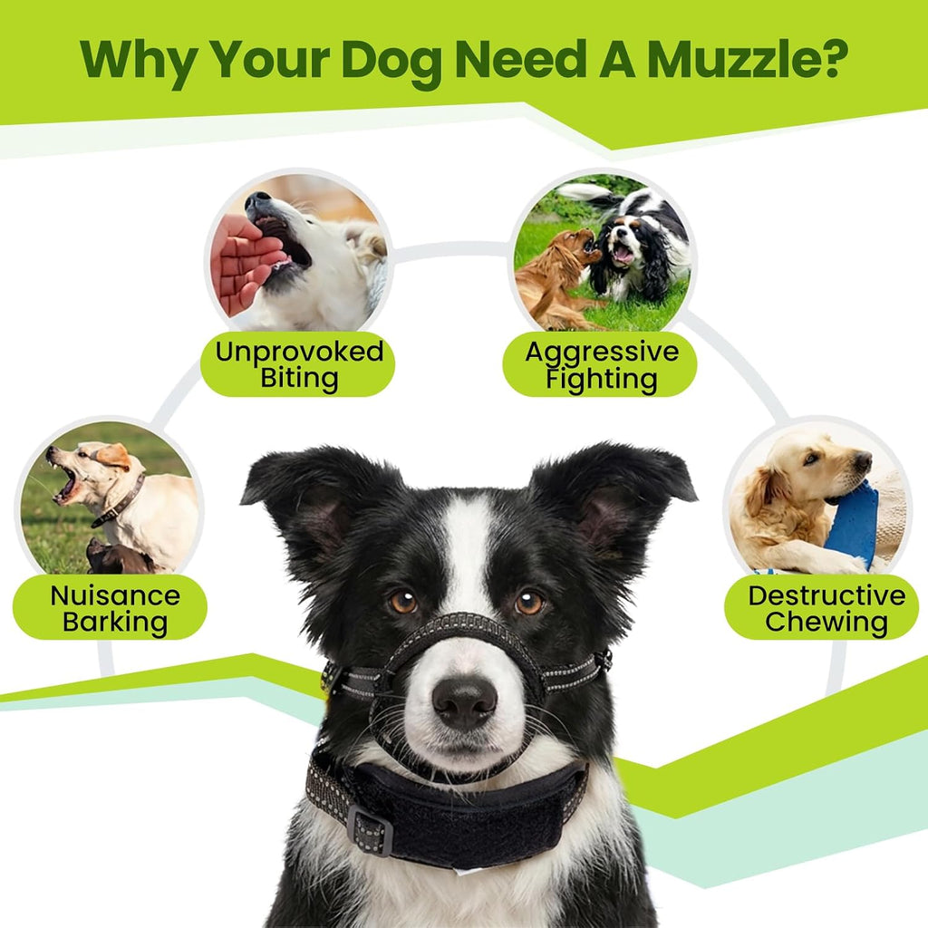 Dog Muzzle & Collar for Dogs, Soft Muzzles with D-Ring for Biting Barking