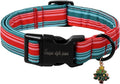 Christmas Dog Collar, Unique Style Paws Red Green Strips Dog Collar by Uniquestylepaws