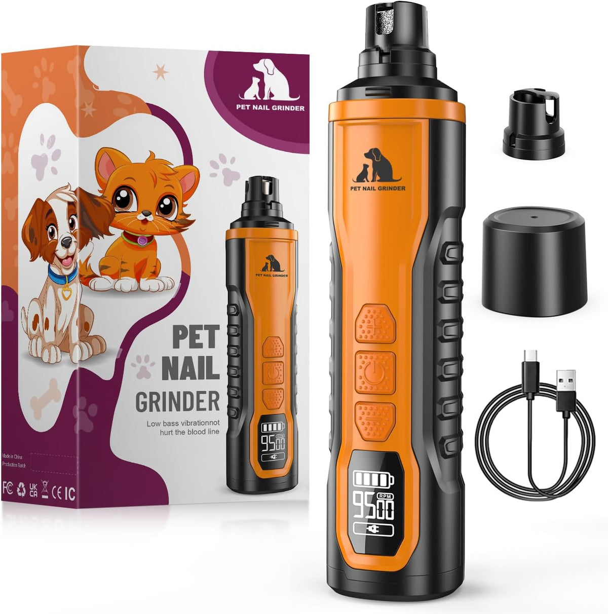 Electric Dog Nail Grinder: Upgraded 5-Speed Quiet Dog Nail Trimmer-Safe Painless Nail File for Claw Trimming & Grooming Care at Home for Dogs & Cats