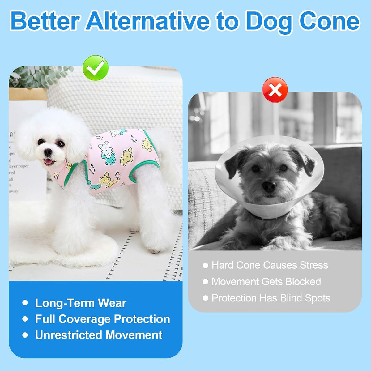 Coppthinktu Recovery Suit for Dogs After Surgery, Breathable Dog Onesie
