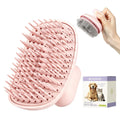 Dog Bath Brush for Grooming & Shedding, Self-Cleaning Pet Scrubber, Pink