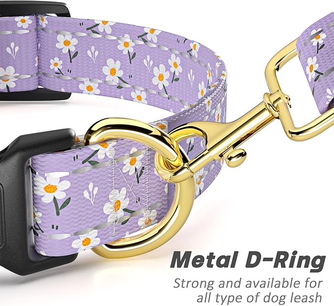Reflective Dog Collar for Small Dogs, Cute Flower Theme Adjustable Heavy-Duty - Image 5