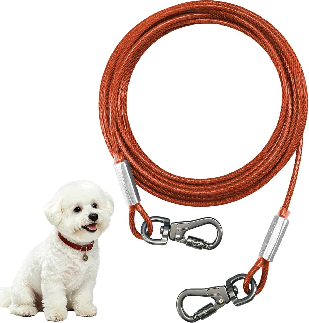 Dog Tie Out Cable -Dog Runner Cable for Dogs up to 90lbs (Pink, 45lbs/50ft)