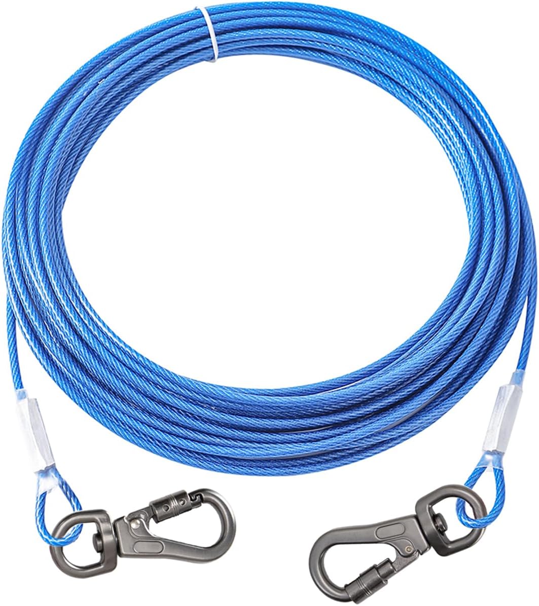 Dog Tie Out Cable -Dog Runner Cable for Dogs up to 90lbs (Pink, 45lbs/50ft)