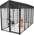 Dog Kennel Outside with Roof, Heavty Duty Welded Dog Crate Playpen with by PawGiant
