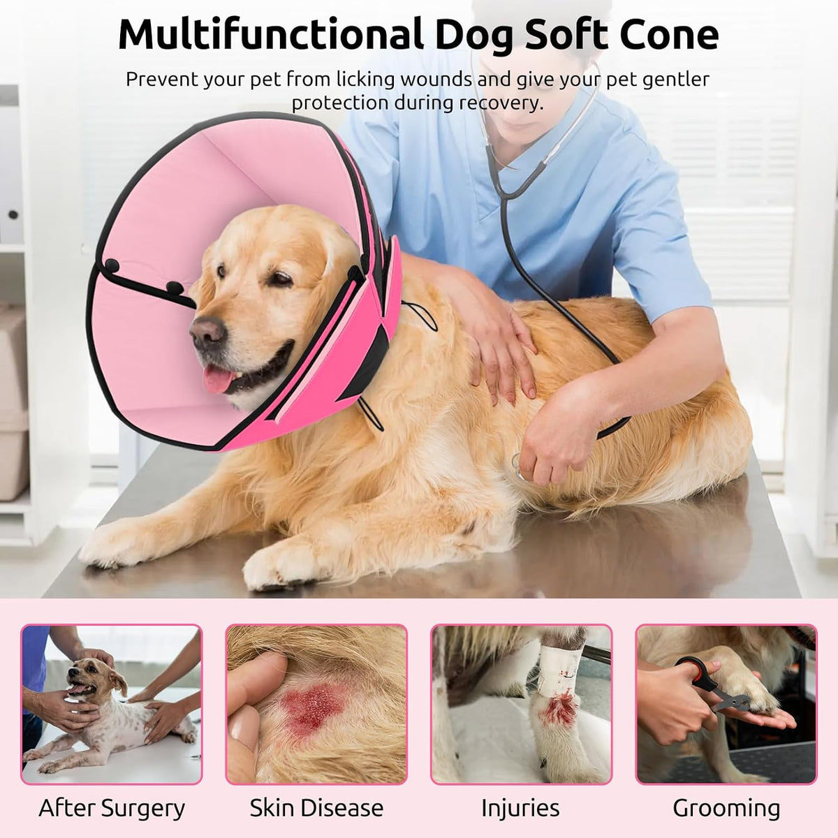 Queenmore Dog Cones for Small Dogs, Soft Cone for Dogs After Surgery