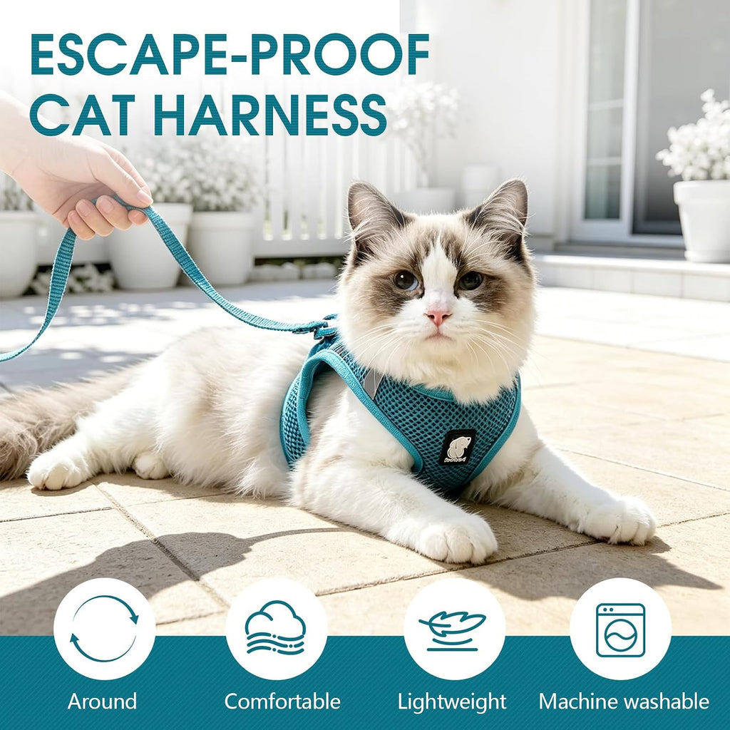Cat Harness and Leash - Ultra Light Escape Proof Kitten Collar Cat Walking Jacket with Running Cushioning Soft and Comfortable Suitable for Puppies Rabbits