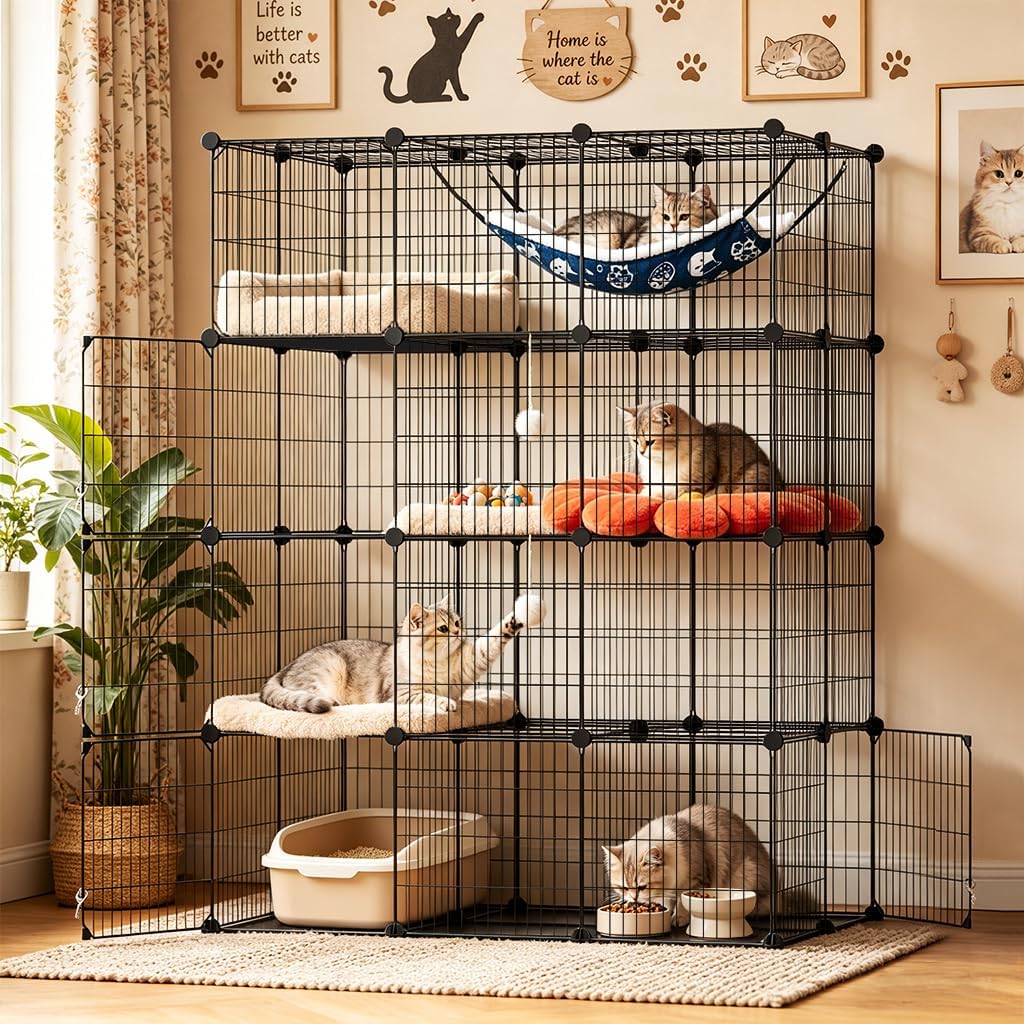 COMHOMA Cat Cage DIY Cat Enclosures Catio for Kitten (41"x 27"x 55")