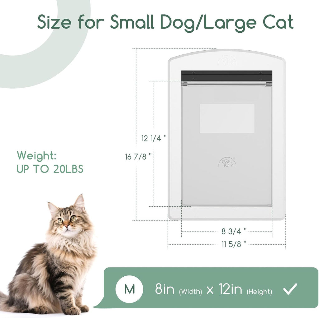 Large Cat Door with Sliding Lock Panel and Magnetic Flap