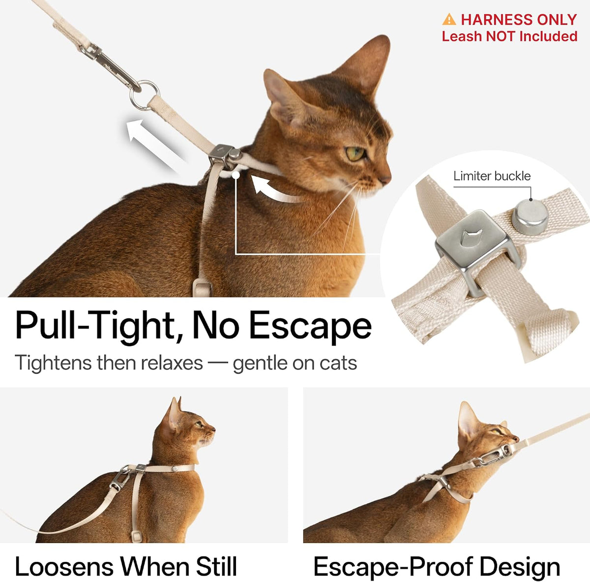 Escape Proof Cat Harness Anti-Choke Quick Release, Blush Pink