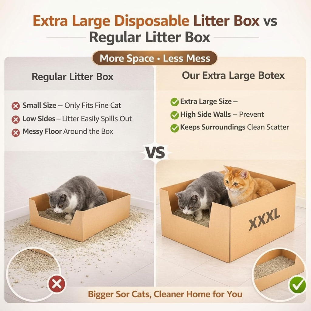 2 Pack 19 x 15 Inch Disposable Litter Boxes, Jumbo Cardboard High Sided