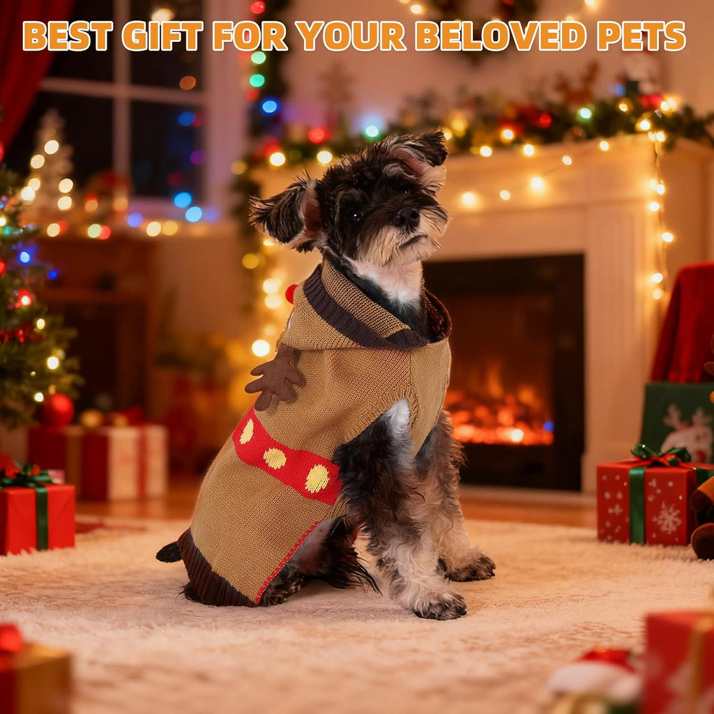 KOOLTAIL Christmas Dog Sweater,Cold Weather Cable Knitwear for Small Medium Large Dogs,Holiday Best Gift,Reindeer Style Thick Warm Winter Pet Clothes for Bulldog,Dachshund,Yorkie,L