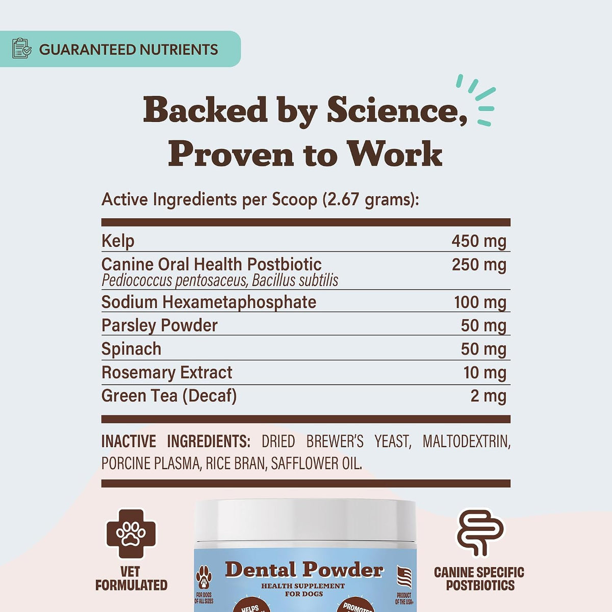 Natural Dog Company Dog Dental Powder for Dogs, Teeth Cleaning, 2.82 oz