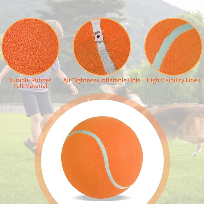 susu & wuwu Giant Tennis Ball for Dogs Yellow Big Tennis Ball for Dog Birthday - Image 3