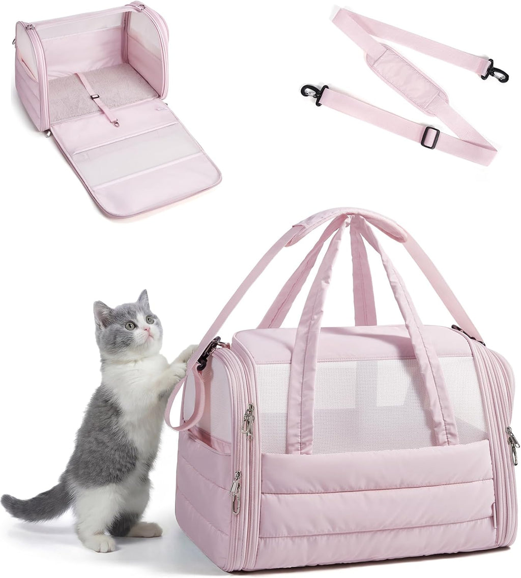BAGSMART Cat Carrier Soft-Sided Puffy Quilted Collapsible Pet Travel Bag
