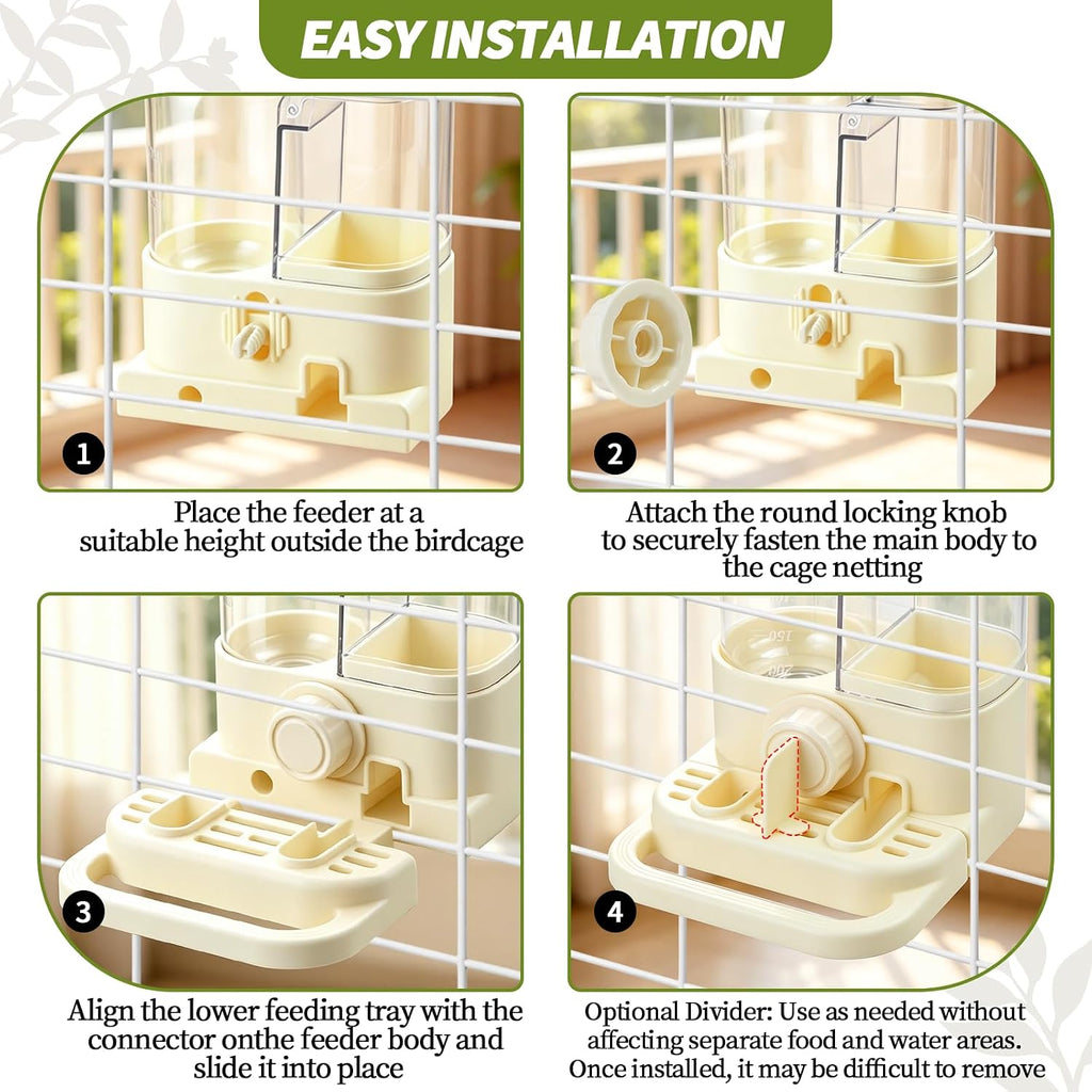 2-in-1 Quail Cage Feeder and Waterer, Gravity Auto Bird Water Feeder