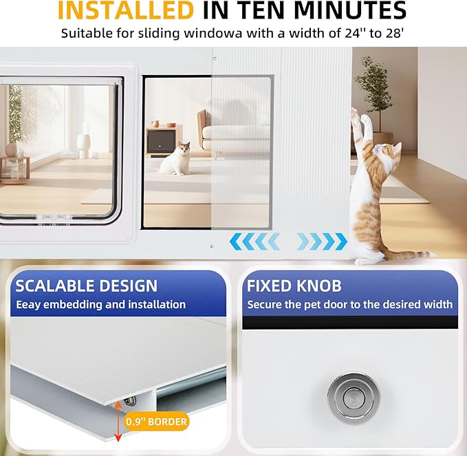 Full Size Window Pet Door for Cats & Small Dogs 31"-36" Various Sliding Windows - Image 3