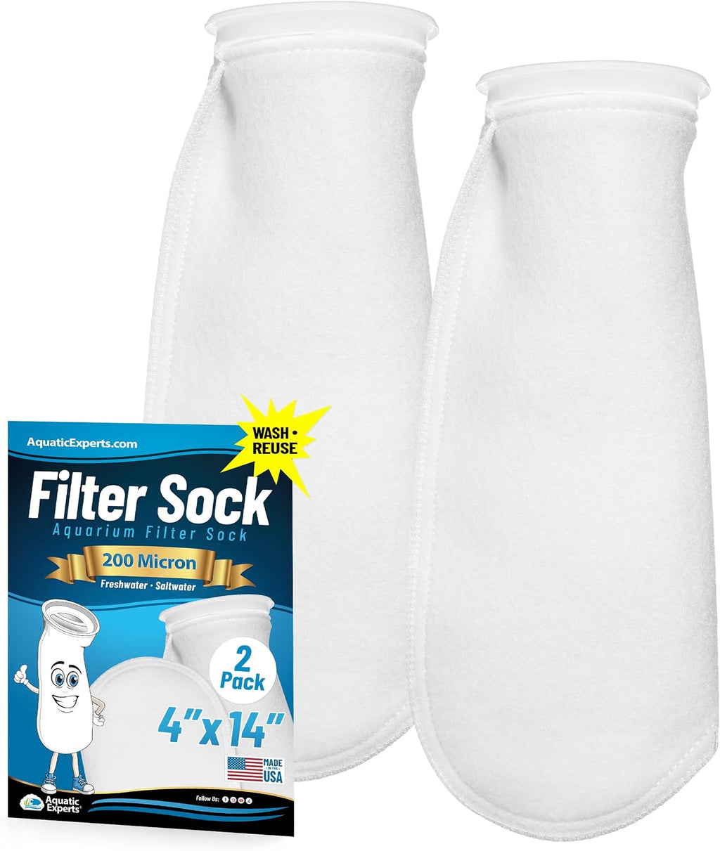 Aquatic Experts Felt Filter Socks – 4 Inch Ring Style, 200 Micron Aquarium Filter Sock for Sumps & Aquariums (4" x 14", 2 Pack)