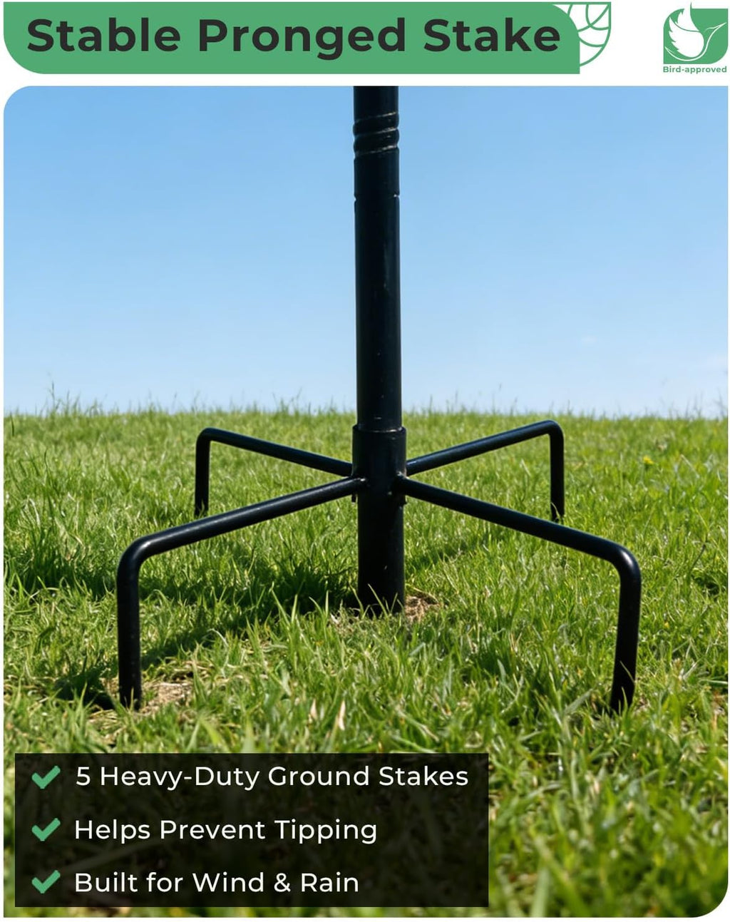 12" Bird Bath for Outside with Stake, Metal Garden Birdbath