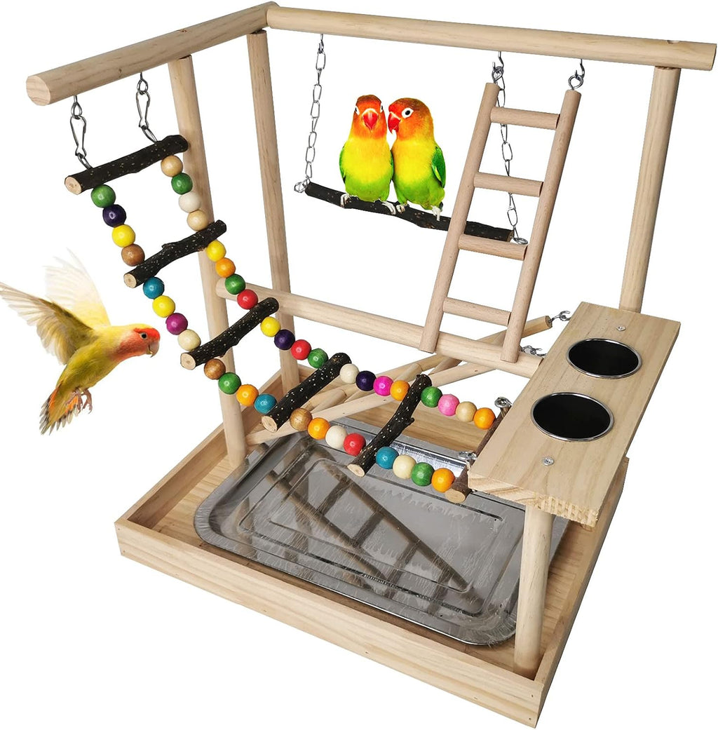 Bird Playground Wooden Parrot Stand Parakeet Perch Bird Play Gym