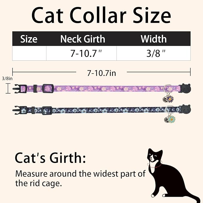 Cat Collar Breakaway, 2 Pack Cotton Cats Collars - Image 4